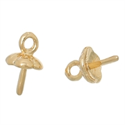 Stiftøsken til anborede perler m.m. 14k forgyldt. 6 mm. 1 par.